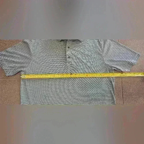 Greg Norman  Polo Golf Shirt Mens Large Grey Black Stripe Sportswear - Picture 9 of 10